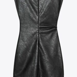 Zara Black Faux Leather Mini Dress